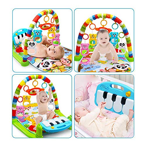 Large Baby Play Mat,Fitness Bodybuilding Rack Pedal Piano Music Play Mat Blanket Activity Gym Toy Kick Piano Light Sound Baby Girl Boy,0-18Month - Thumbnail 4