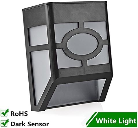 {PACK OF 2}USYAO Home and Garden Illumination Decoration Solar Wall Fence Light,3 LED Light Source, Grid Translucent Modern Design,Simple Beautiful Durable (Wall Light 001-White Light-2pcs)