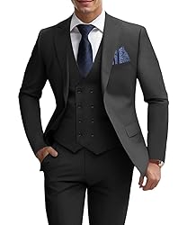 Men's Suits 3 Piece Slim Fit Double Breasted Tuxedo