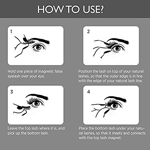 Magnetic Fake Eyelashes Full Eye – DiKoMo 3 Magnets Fake Lashes Set for NATURAL LOOK [No Glue] 1.14X0.7INCH Handmade 3D Reusable False Eyelash Extension w/ golden APPLICATOR (Black) - Thumbnail 7