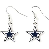 Aminco NFL Dallas Cowboys Logo Dangler Earrings , Silver, Size 2.5