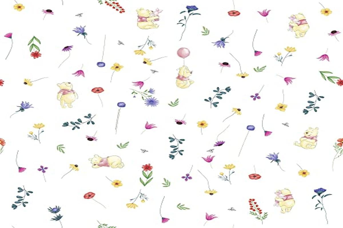 Komar TD5-0005 Disney Winnie the Pooh Summer-1 Non-Woven Wallpaper Roll Size: 10.05 x 0.53 m Nursery Baby Room Pooh Piglet Colourful