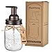 SheeChung Mason Jar Foaming Soap Dispenser-Rustproof Stainless Steel Lid & Foaming Soap Pump,Best Hand Foam Soap Dispenser Glass for Bathroom Vanities or Kitchen Sink,Countertops-Bronze (1 pk)