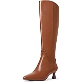 MUCCCUTE Campus Knee High Boots for Women Wide Calf Square Toe Chunky Block Low Heel Tall Long Boots Pull On
