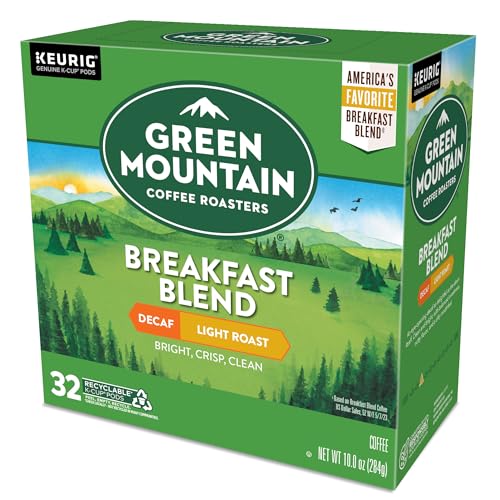 GREEN MOUNTAIN COFFEE ROASTERS DECAF BREAKFAST BLEND , SINGLE-SERVE KEURIG K-CUP PODS, LIGHT ROAST COFFEE, 32 COUNT