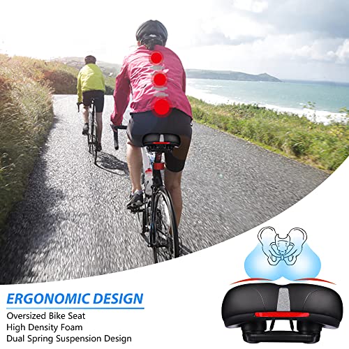 TJINHEZ Fahrradsattel, Hohl Ergonomisch Fahrrad Sattel, breiter, weicher, komfortabel, Wasserdicht und stoßdämpfend Fahrradsattel Herren Damen