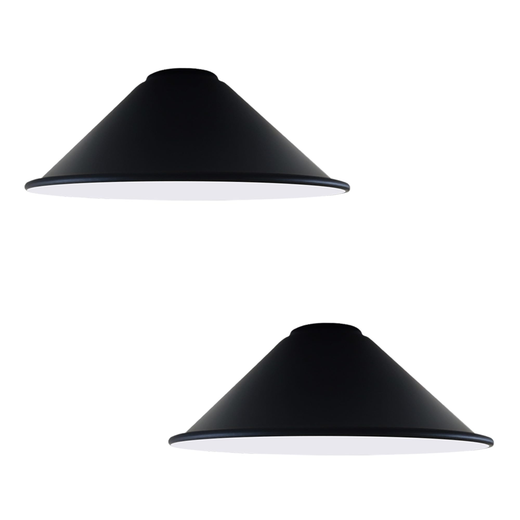 DCVOLTAGE 2 Pack Modern Ceiling Lamp Shade Black Inner White Metal Cone Shape Pendant Light E27 Base Hanging Light Fixture for Bedroom Hallway Office Café Restaurant