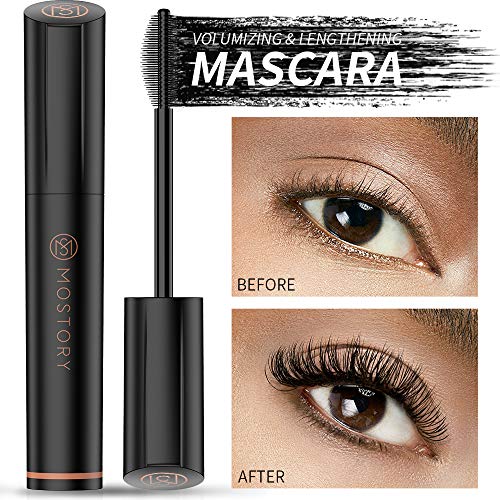 Waterproof Black Lash Mascara - 4D Silk Fiber Volume Waterproof Natural Extention Mascara Thickening Lengthening Long Lasting Thick Volumious Eyelash Blackest