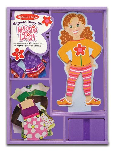 Maggie Leigh - Magnetic Dress Up Wooden Doll & Stand + FREE Melissa & Doug Scratch Art Mini-Pad Bundle [35521]