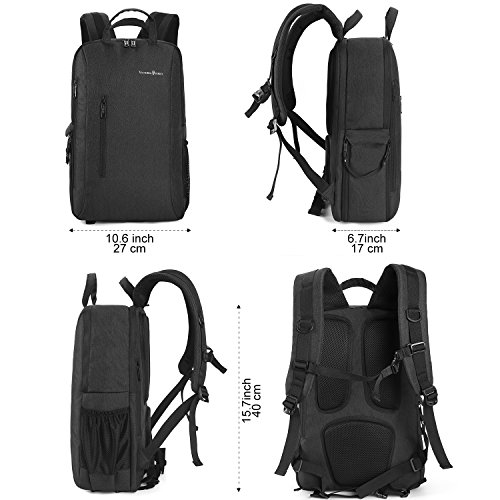 Victoriatourist DSLR Camera Backpack with Waterproof Rain Cover Fits 16 Inch Laptops, Black - Thumbnail 7