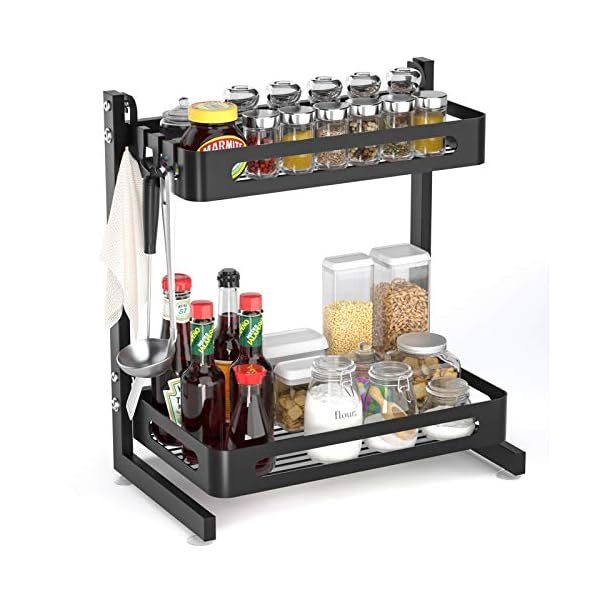 SOLEDI-Spice-Rack-Organiser-for-Countertop-Stainless-Steel-Kitchen-Countertop-Storage-Rack-Sturdy-and-Durable-Maximize-Kitchen-Space-Easy-to-Assemble-2-Tier SOLEDI Spice Rack Organiser for Countertop, Stainless Steel Kitchen Countertop Storage Rack, Sturdy and Durable…
