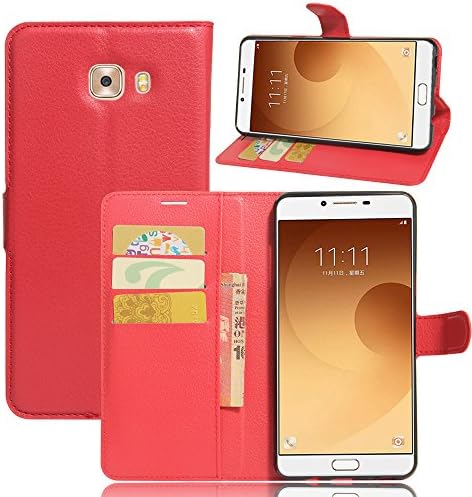 Samsung Galaxy C9 Pro Case Flip Slim Folio PU Leather Debout Fonction Red Phone Case Samsung Galaxy C9 Pro Wallet Cases