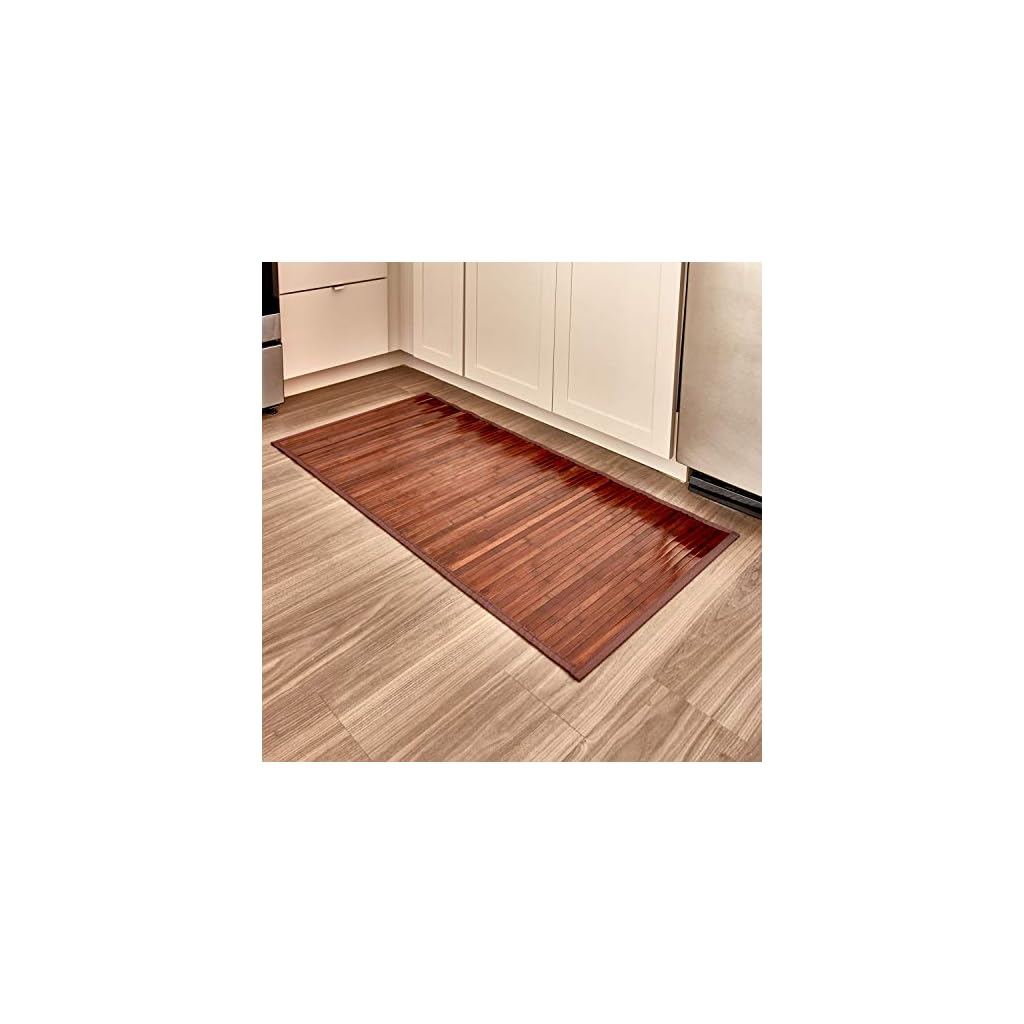 iDesign Formbu Bamboo Floor Mat NonSkid, WaterResistant Runner Rug