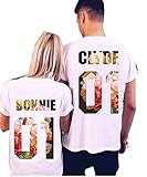 Pxmoda Women's Clyde+Bonnie 01 Matching Round NeckT-Shirts, Couple Outfit (White)