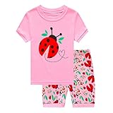 Girl Pajamas 100% Cotton Animal Insect Toddler 2 Piece Shorts Pjs Set