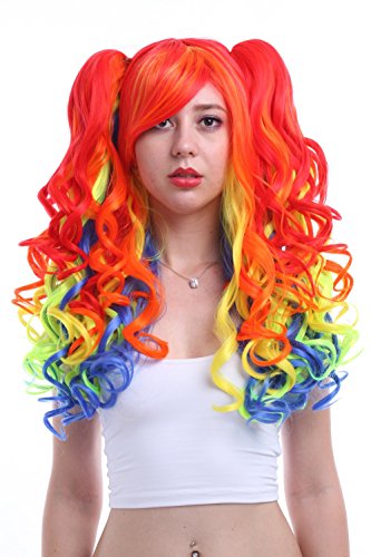 L-email Long Lolita Ponytails Wavy Cosplay Wig Multicolor