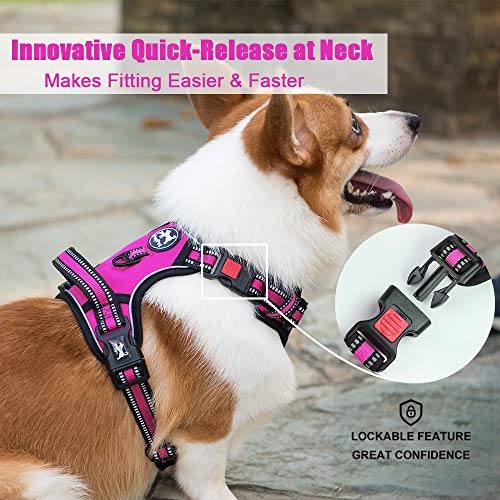 PoyPet No Pull Dog Harness, [Release on Neck] Reflective Adjustable No