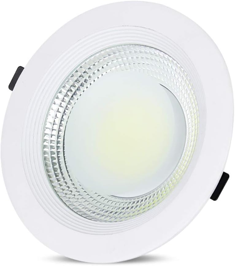 Popertr 20W High Power LED Recessed Spotlight White Round Wide Voltage AC85-265V LED Recessed Downlight Anti-glare COB Downlight Recessed Ceiling Panel Light 160-180mm Mounting Aperture