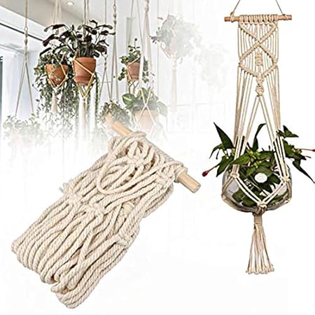 Desi Rang 1Pcs 100 cm Vintage Decor Hanging Flower Pots Holder Hanging Basket Flower Pot Net Basket Sling Cotton Rope Garden Decoration Macrame Plant Hanger