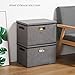 Seckon Foldable Storage Box with Lid [2-Pack] Linen Decorative Storage Bin Organizer with Lids - Home, Office Storage Containers with Removable Cover, Gray