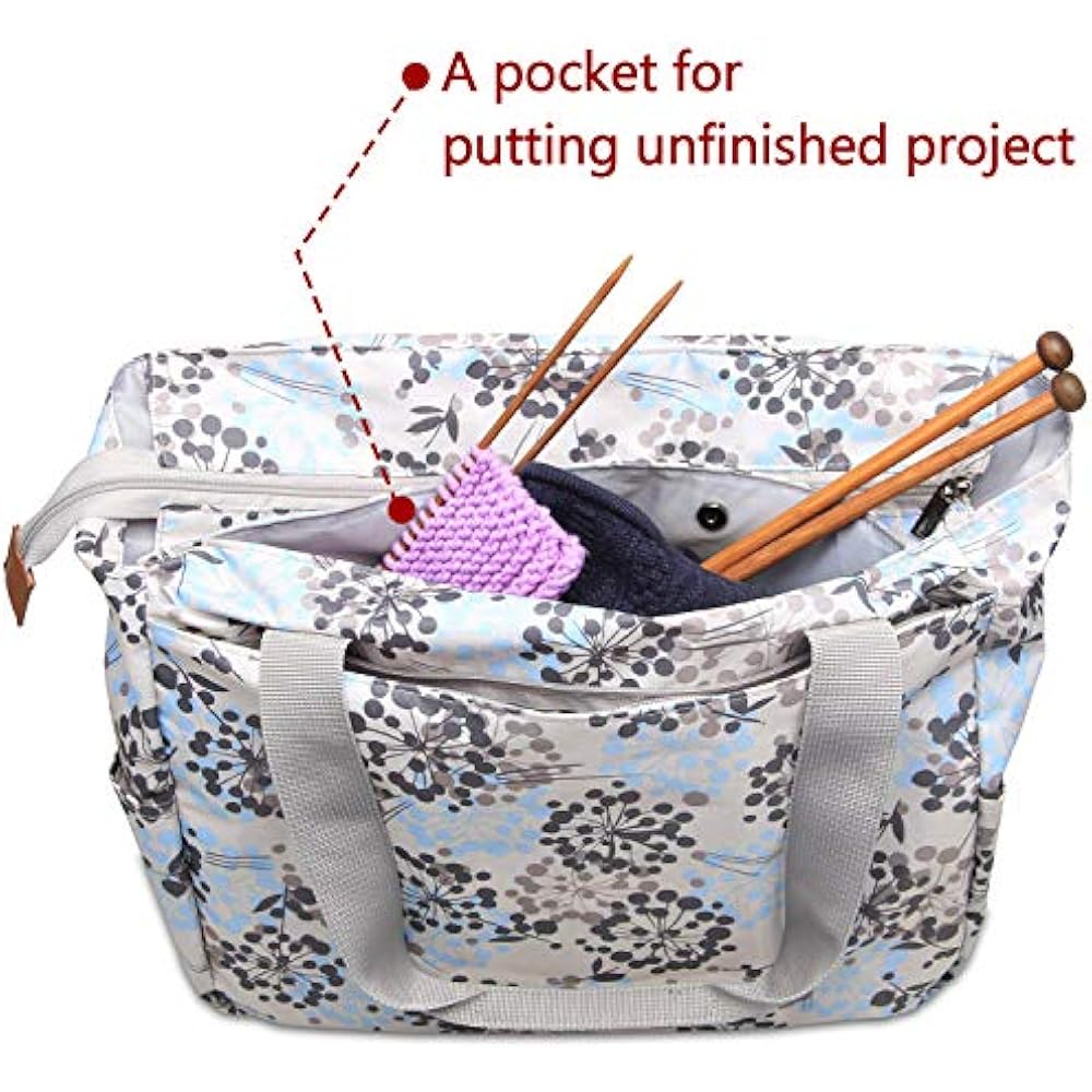 Knitting Bag, Travel Yarn Storage Tote Organizer For Yarn, Unfinished