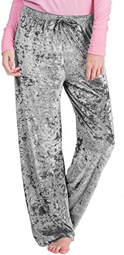 Body Touch Poly Spandex Crushed Velour Lounging Pants In Assorted Colors (Large (12-14), Silver Gray)