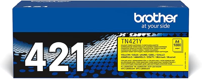 Brother TN-421Y Yellow Toner Cartridge 1 Pack Standard Yield Genuine