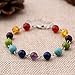 Pusheng Chakra Bracelets Set Beaded Lava Rock Stone Healing Balance Energy Yoga Bracelet,8MM Beads 3 pcs Set
