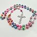 Amazon Selling Soft Ceramic Necklace 8 mm Color Round Bead Cross Christian Catholic Men's and Women's Universal Necklace