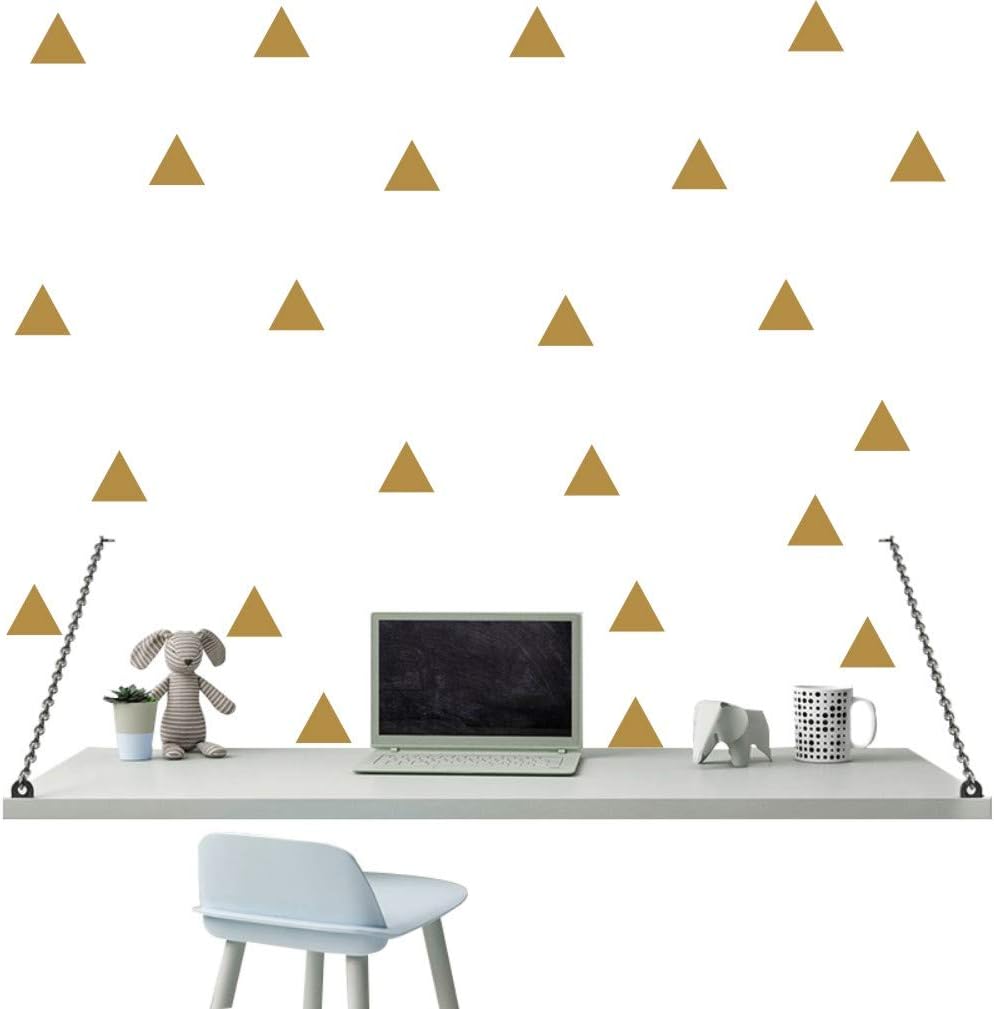 Wall Decor 64 Pieces Triangles Wall Sticker Vinyl Art Home Decoration Wall Deal Home Stickers for Kids Nursery Bedroom (Gold)