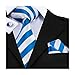 Hi-Tie Mens Stylish Blue Tie Handkerchief Cufflinks set Woven Silk