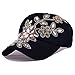 Black Womens Baseball Hat Lace Bling Flower Rhinestone Snapback Hip Hop Cap