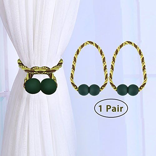 OFTUZ 2Pcs Curtain Tiebacks Rope,Strong Magnetic Tie Back Holder for Thin/Heavy Drape, Decorative Drapery Holdbacks for Office Home Kids Girls Bedroom Bath Kitchen (Gold)