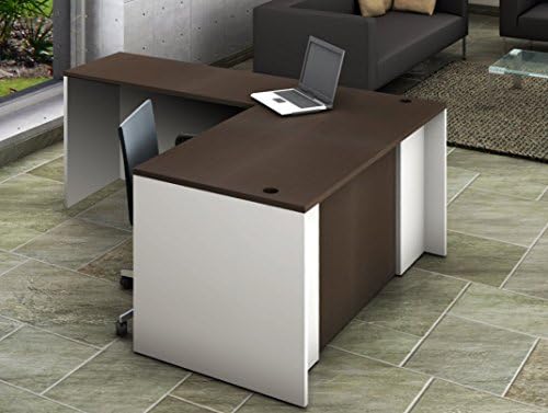 OfisLite Desk Model 2103 Complete Group, White/Espresso, 2 Piece