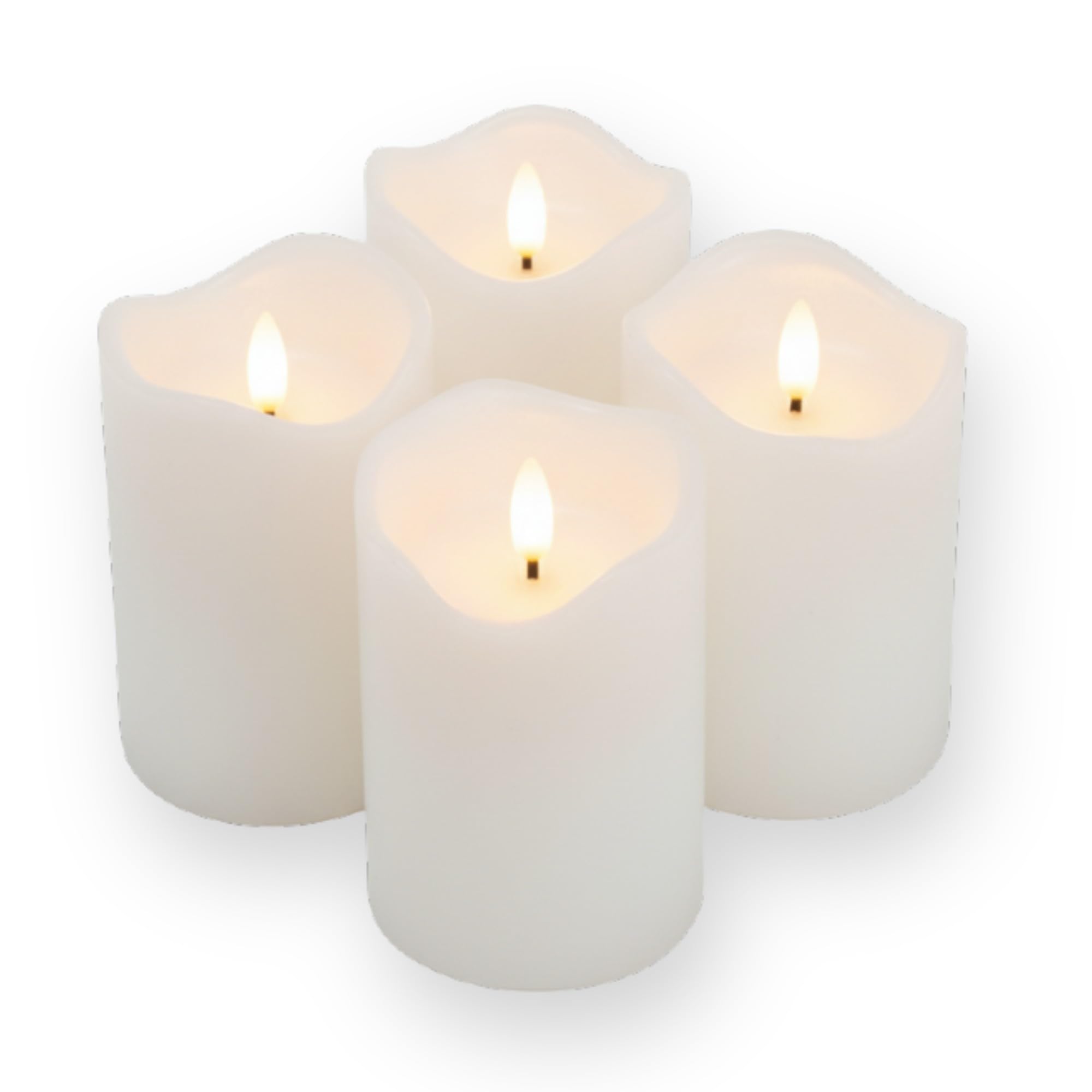 ToCi LED Candles White Diameter 7 x 15 cm – Set of 4 with Black Wick and Timer – 4 Flameless Real Wax Candles – Advent Candles Gravier