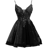 Tulle Homecoming Dresses Sparkly Lace Applique Spaghetti Straps Short Prom Dress for Teens Quinceanera DAMA Dress
