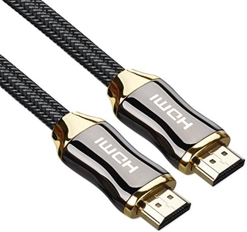 HDMI Cable 16ft - HDMI 2.0 (4K) Ready - 18Gbps- Nylon Braided Cord -Gold Plated Connectors - Ethernet, Audio Return Video 4K 2160p HD 1080p 3D Xbox PlayStation PS3 PS8 PC Apple TV - Gun Black - POLOK