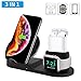 Wireless Charger, Upgrade 3 in 1 Wireless Charger Stand for All QI Phones and Airpods - ACETEND 10W Qi Fast Wireless Charging Station Compatible for Apple Watch Series and AirPods (Black)