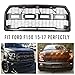 Seven Sparta Front Grill for Ford F150 2015 2016 2017, Including XL, XLT, LARIAT, King Ranch, Platinum and Limited, Amber LED Lights included, Raptor Style Grill Gray