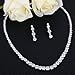 EVER FAITH Wedding Bridal Round Prong Clear CZ Necklace Earrings Set Silver-Tone