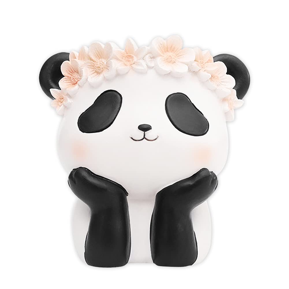 Boerni Cute Resin Panda Pen Holder,Animal Flower Pencil Cup Pencil Holder Pot Organizer Cartoon Pen Container Makeup Brush Holder Flower Succulent Plant Pot for Kid Office Desktop Stationery Gift — image 1