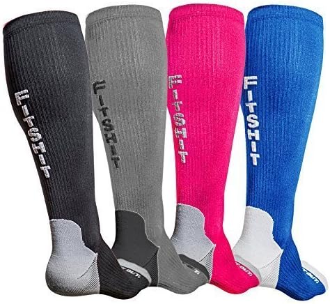 FITSHIT Premium Compression Socks: Graduated Stockings For Men &amp; Women. Guaranteed To Prevent Swelling, Pain, Edema, DVT - Best Athletic Running, Travel, Nurses, Recovery Sock - Grey , Med ( 2 Pairs)