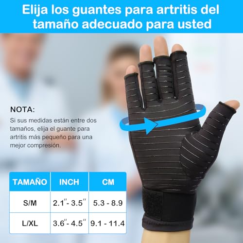 Guantes de Compresión para Artritis - Guantes de Artritis para Mujer, Reumatoide Tunel Carpiano Manos Dedos Alivia Dolores y Rigidez de Manos, Suave Arthritis Gloves para Mujere y Hombre