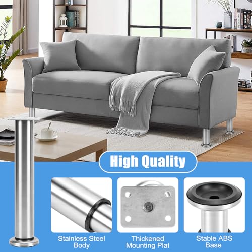 Set of 4 Adjustable Furniture Feet, Stainless Steel Furniture Legs with Non-Slip Pads, Load up to 500 kg for TV Cabinet Sofa Bed (25-42 cm)