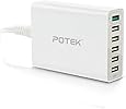 Potek Quick Charge 3.0 6-Port USB Charger (Quick Charge 2.0 Compatible) PowerPort+ 6 with Super Fast Technology for iPhone, iPad, Galaxy, Nexus, Motorola, & Other USB Charger Phones