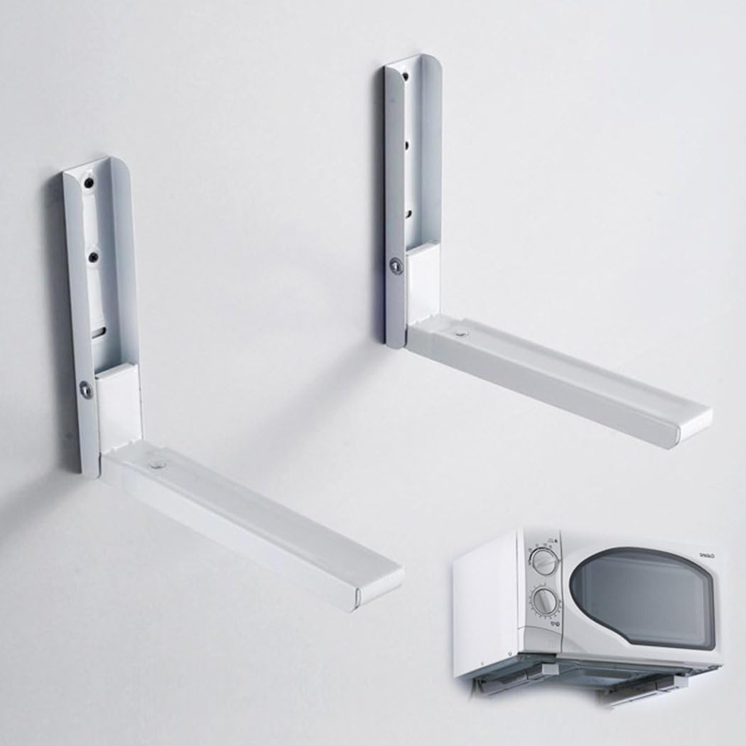 Meykey Folding Microwave Shelf Wall Mounted Microwave Brackets, White