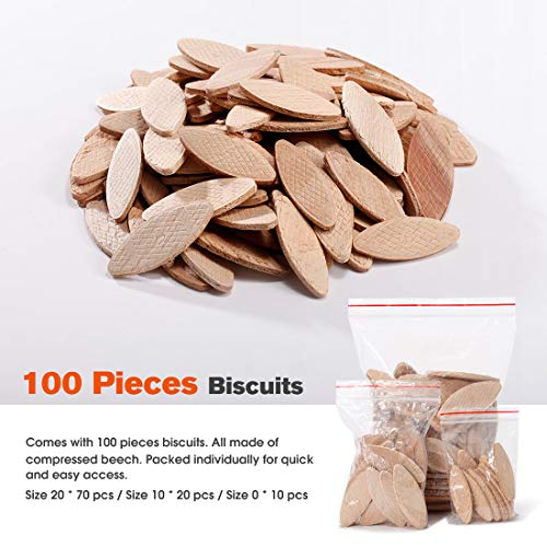 REXBETI Wood Biscuit Plate Joiner Kit, 100Piece Wood Biscuits Included