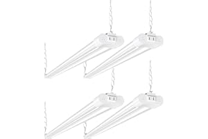 4-Pack 40W Linkable LED Shop Lights - 4FT 3300lm Utility Fixture [160W Equivalent] - 6500K Daylight, Hanging/Surface Mount fo