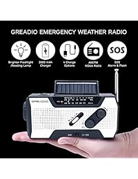 Linterna solar de emergencia para condiciones meteorológicas AM FM NOAA con banco de energía portátil de 2000 mAh, linterna brillante y lámpara de lectura para emergencia en el hogar y supervivencia al aire libre