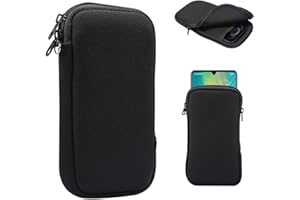 EYISTAR Zipper Neoprene Cell Phone Pouch Sleeve Carrying Case with Neck Lanyard for Samsung Galaxy S25 Ultra S24 Ultra A05 A06 A15 A14 A16 A26 A25 A55 A04, Moto G Pure G Stylus 2023, OnePlus 13 (Black-XL)